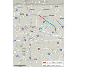 map of IH-635 sections